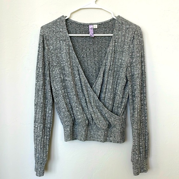 Alya Tops - Super soft surplice top with a banded bottom hem and banded long sleeves.